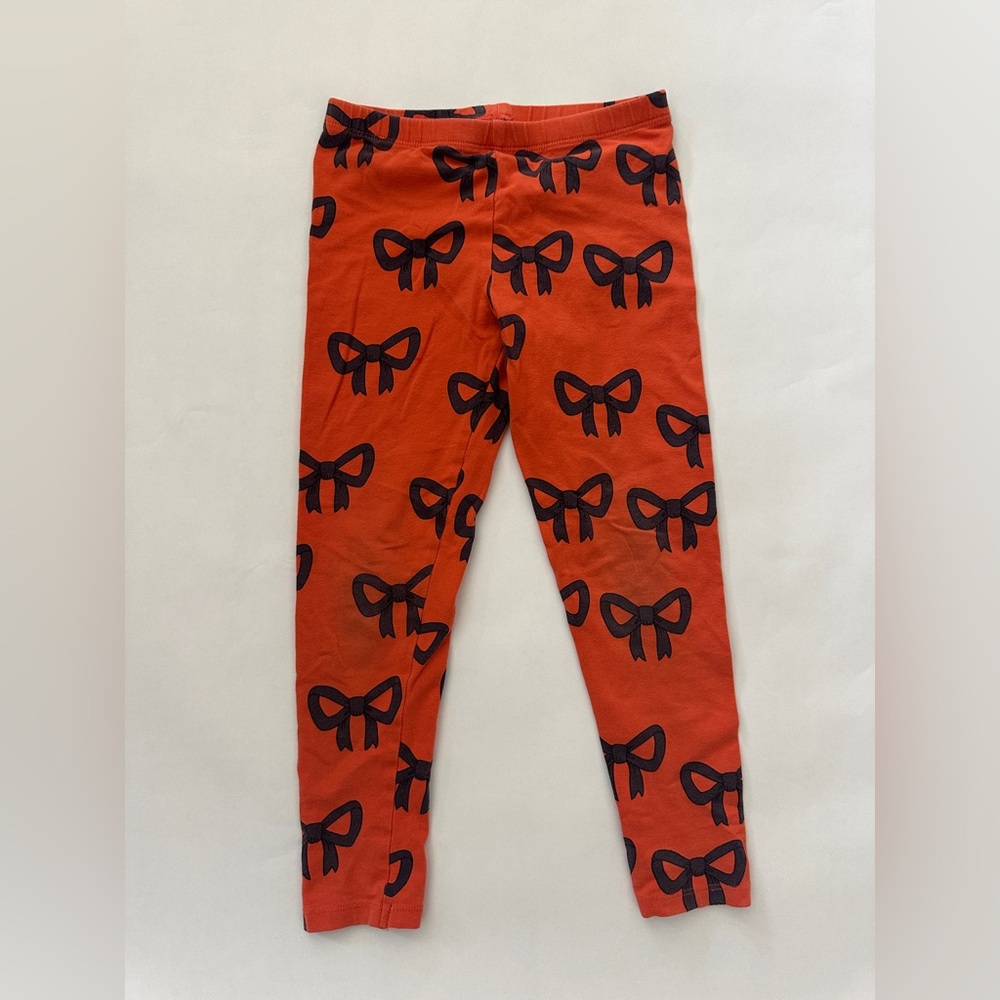 Mini Rodini Orange and Navy Bow Leggings